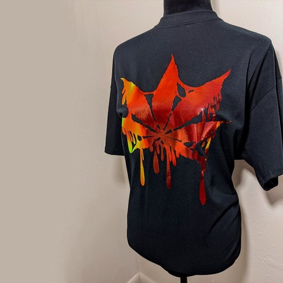 Red Holographic Cannabis Drip Shirt - Picture 3 of 3